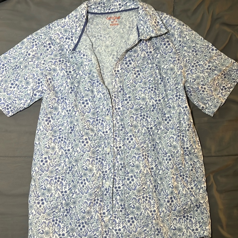 Boys blue and white button up